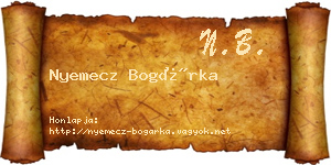 Nyemecz Bogárka névjegykártya